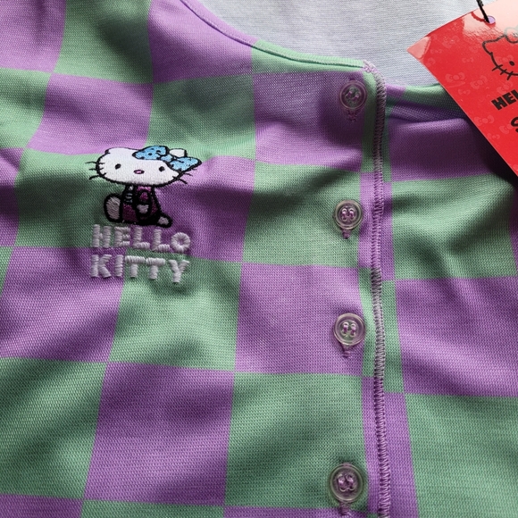 NG Order Officially Licensed Sanrio Hello Kitty Checkerboard Button Down Top - Picture 3 of 7